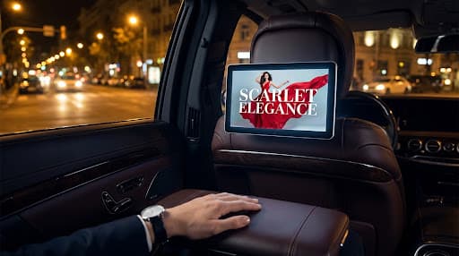 In-cab HD screen showing an advertisement